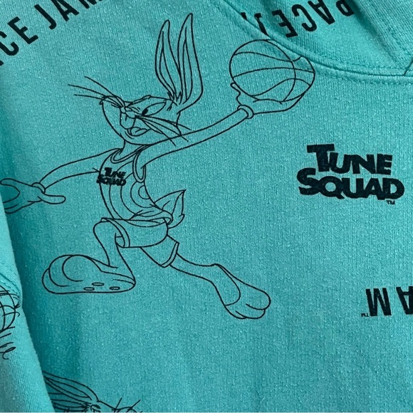 Space Jam Hoodie All Over Print Tune Squad Teal Womens Size Small Basketball - Picture 4 of 11